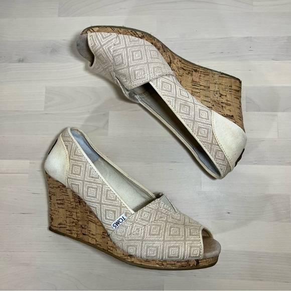 Toms Stella Open Toe Wedges Womens 8.5 - Picture 2 of 7